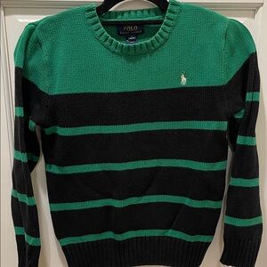 Polo by Ralph Lauren Green and Navy Cotton Crewneck Sweater Boys Size M (10-12)